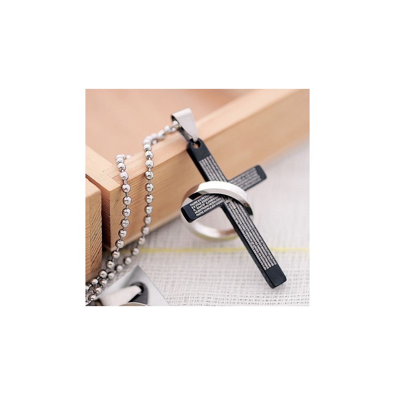 תליון צלב טיטניום קלאסי שחור לגברים מבית התנ"ך הקדוש