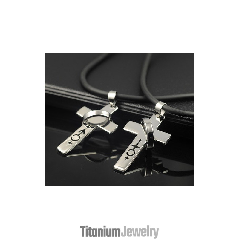 תליון שרשרת לאוהבים עם סמלים זכריים ונקבות