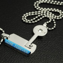 תליון שרשרת טיטניום של Lock And Key Sweetheart Lovers