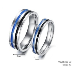 טבעת טיטניום כחולה-שחורה קלה לשימוש לאוהבים