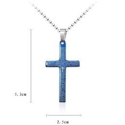 תליון ושרשרת צלב תנ"ך כחולים לגברים מעולים