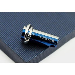 שרשרת תליון טיטניום דו-חלקית בצבע כחול וכסף Love Forever