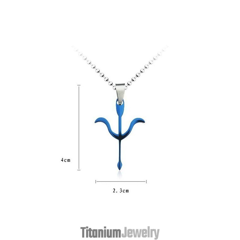 תליון ושרשרת טיטניום כחולים של חץ קופידון