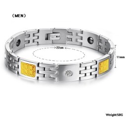 צמיד טיטניום איכותי לבריאות לאוהבים עם אבן חן