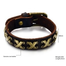 צמיד עור טיטניום באיכות גבוהה עם מספרים רומיים