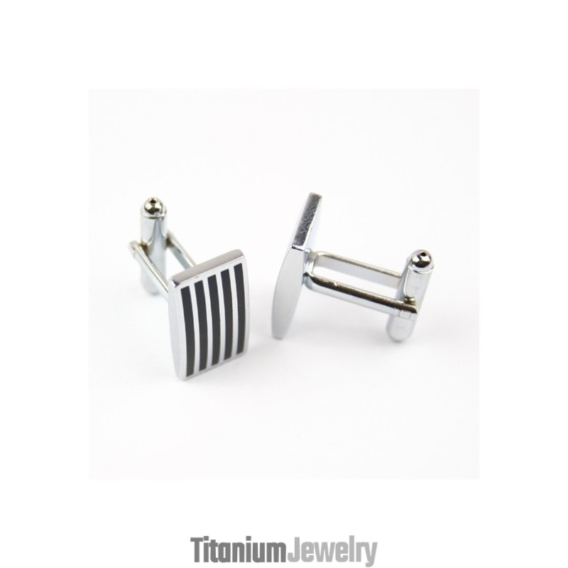 חפתים מלבניים מצופים טיטניום ושחור עם פסים IP