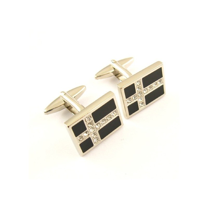 חפתים מצופים טיטניום ושחור IP עם צלב יהלומים