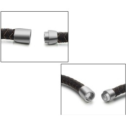 צמיד עור טיטניום חום לגברים קל לשימוש