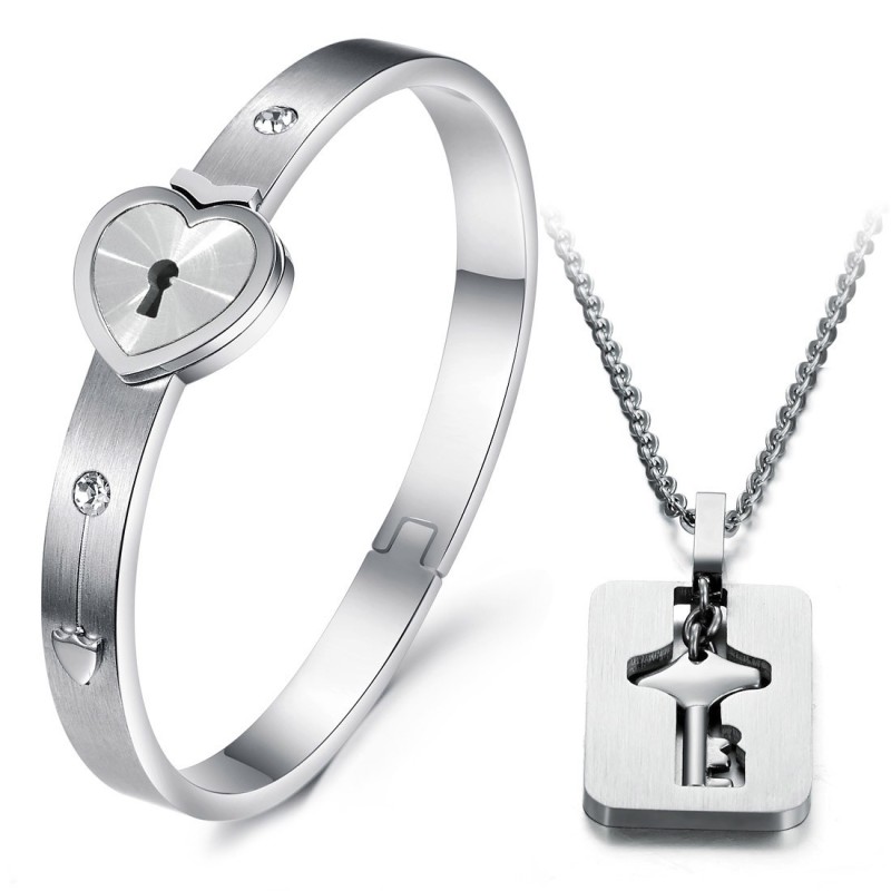 צמיד טיטניום בצורת מנעול באיכות גבוהה לאוהבים