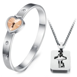 צמיד טיטניום בצורת מנעול באיכות גבוהה לאוהבים