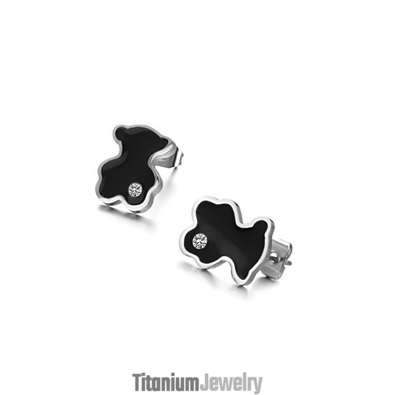 עגילי טיטניום בצורת דוב לנשים מפורסמים ברחבי העולם עם יהלומים