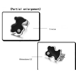 עגילי טיטניום בצורת דוב לנשים מפורסמים ברחבי העולם עם יהלומים