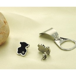 עגילי טיטניום בצורת דוב לנשים מפורסמים ברחבי העולם עם יהלומים