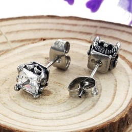 עגילי טיטניום יוניסקס באיכות יציבה עם יהלום