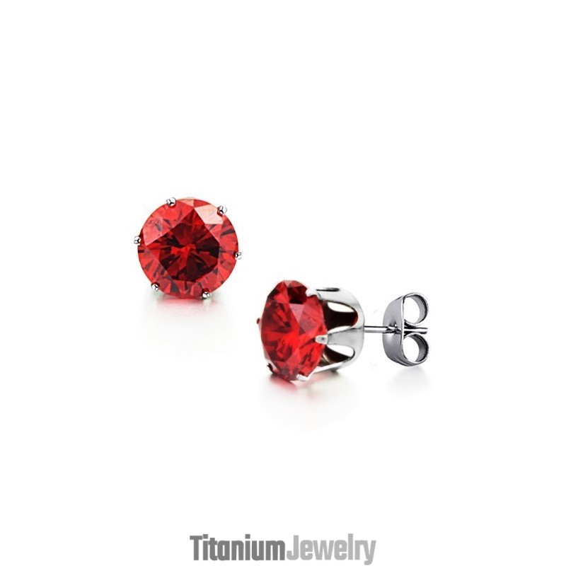 עגילי טיטניום אדומים באיכות מעולה עם ריינסטון