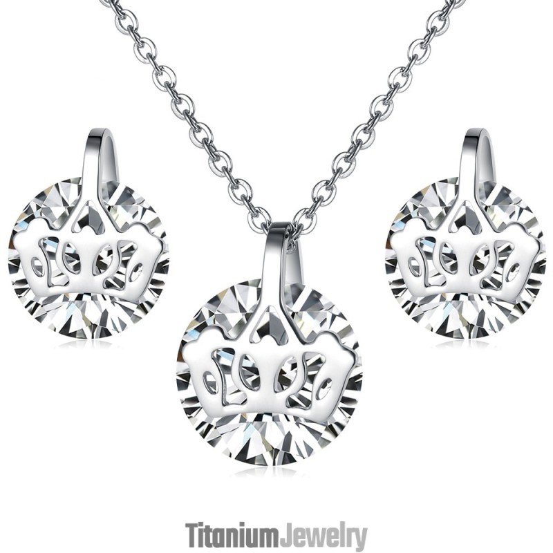 שרשרת ועגילים טיטניום איכותיים ואמינים לנשים עם ריינסטון