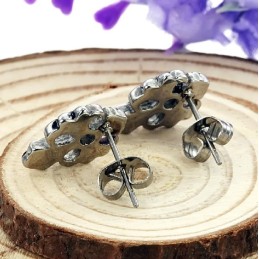 עגילי טיטניום איכותיים ואמינים עם ריינסטון