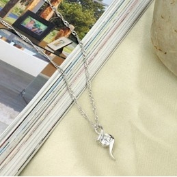 שרשרת טיטניום מצופה פלטינה באיכות יציבה עם יהלומים