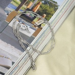 שרשרת טיטניום מצופה פלטינה באיכות יציבה עם יהלומים