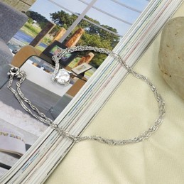 שרשרת טיטניום בציפוי פלטינה לנשים באיכות מעולה עם יהלומים