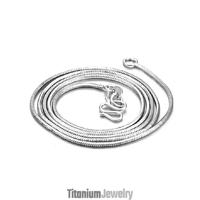 שרשרת טיטניום בציפוי פלטינה לנשים עם נחש במפרט מלא