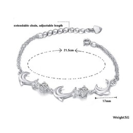 צמיד טיטניום בצורת דולפין מצופה פלטינה עם קריסטל, איכות וכמות מובטחים