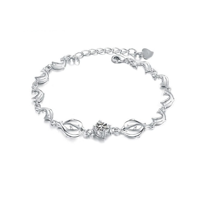 צמיד טיטניום בצורת דולפין מצופה פלטינה של מלכת האיכות לנשים