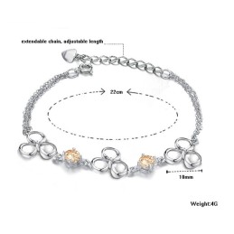 צמיד טיטניום מצופה פלטינה באיכות מעולה עם קריסטל סגול