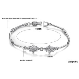 צמיד טיטניום בצורת פרח שזיף בציפוי פלטינה עם יהלומים, מלכת האיכות לנשים