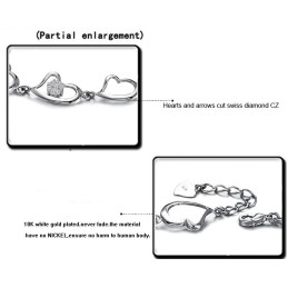 צמיד טיטניום בציפוי פלטינה עם יהלומים, איכות וכמות מובטחים לאישה