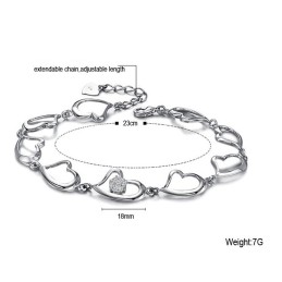 צמיד טיטניום בציפוי פלטינה עם יהלומים, איכות וכמות מובטחים לאישה