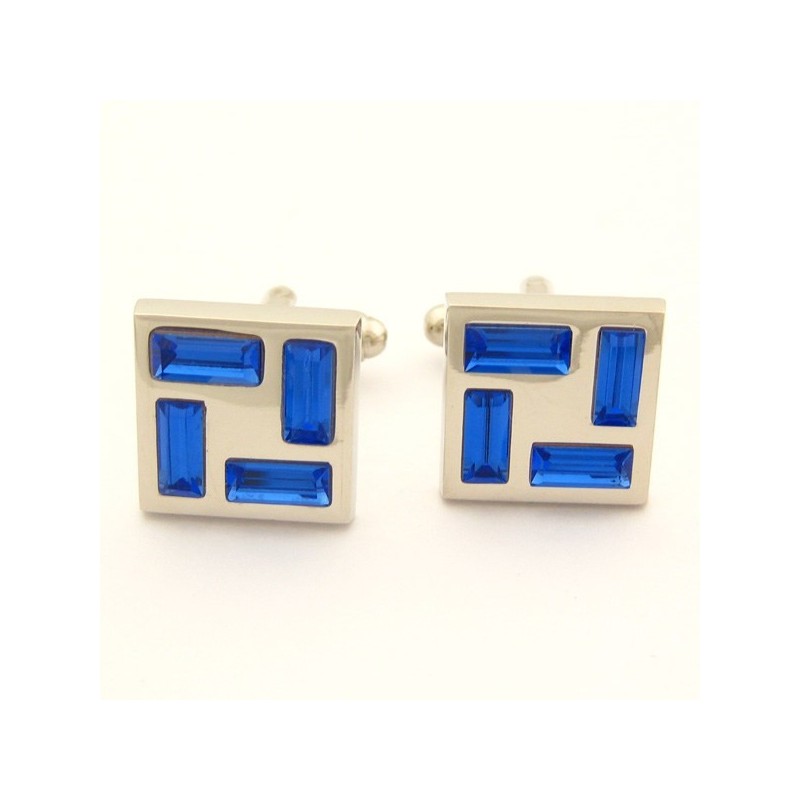חפתים מטיטניום בסגנון חדש עם קריסטלים כחולים חפתים מטיטניום בסגנון חדש עם קריסטלים כחולים