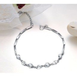 צמיד טיטניום מצופה פלטינה ואבני חן לנשים מלכת האיכות