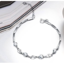 צמיד טיטניום מצופה פלטינה ואבני חן לנשים מלכת האיכות