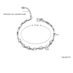 צמיד טיטניום מצופה פלטינה ואבני חן לנשים מלכת האיכות