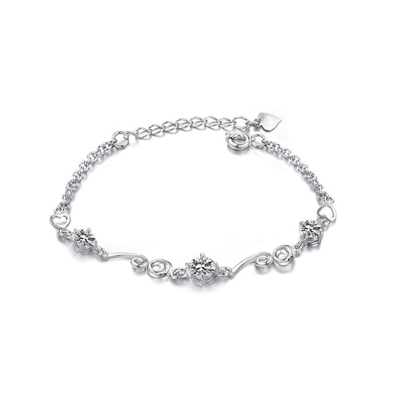 צמיד טיטניום מצופה פלטינה באיכות יציבה עם אבני חן