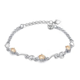 צמיד טיטניום מצופה פלטינה באיכות יציבה עם אבני חן