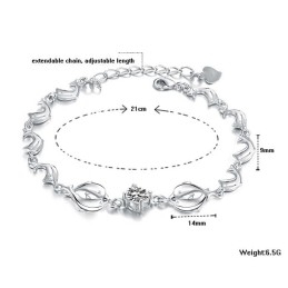 צמיד טיטניום בצורת דולפין מצופה פלטינה ועמיד לשימוש לנשים עם יהלומים