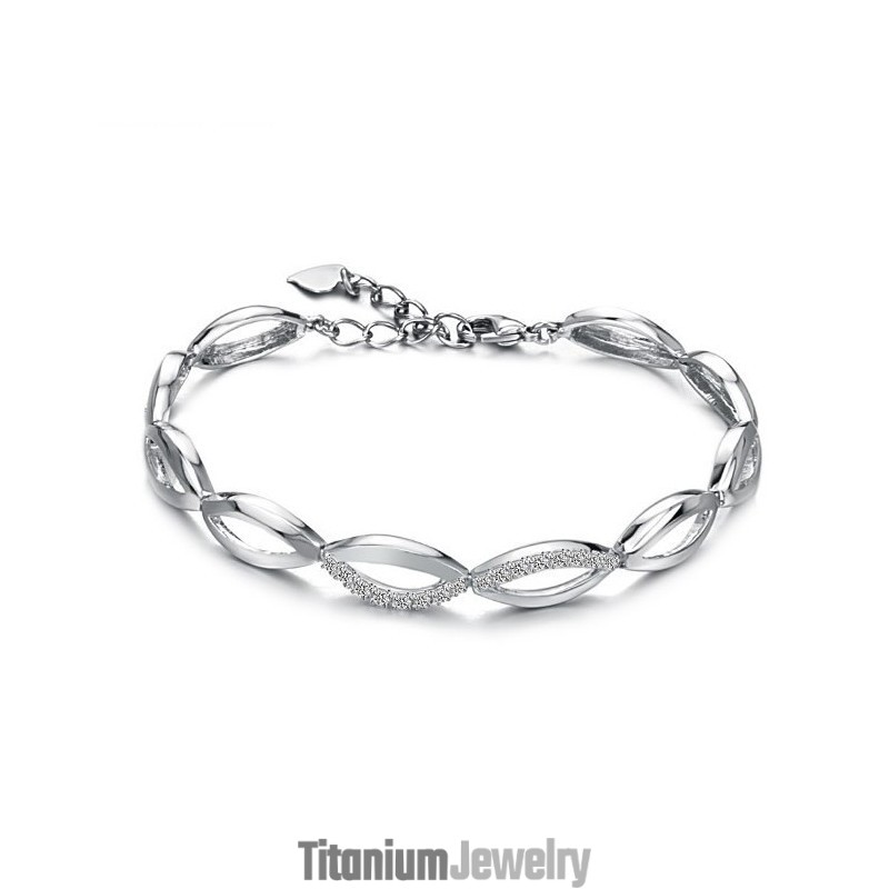 צמיד טיטניום מצופה פלטינה ויהלום לנשים, מלכת האיכות