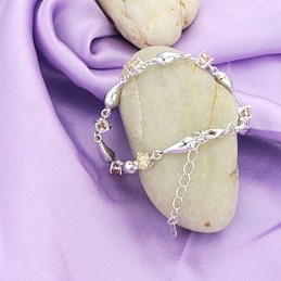 צמיד טיטניום מצופה פלטינה ואיכות מעולה לנשים עם טיפת מים ויהלום