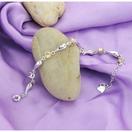 צמיד טיטניום מצופה פלטינה ואיכות מעולה לנשים עם טיפת מים ויהלום