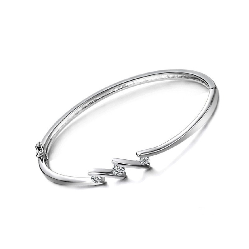 צמיד טיטניום מצופה פלטינה ואיכותי עם אבני חן, ללא אלרגיה ועם אבני חן, מובטח לאישה