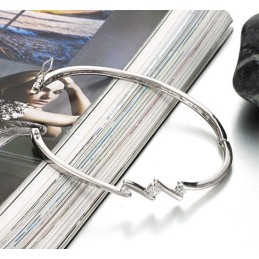 צמיד טיטניום מצופה פלטינה ואיכותי עם אבני חן, ללא אלרגיה ועם אבני חן, מובטח לאישה