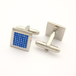 חפתים מרובעים מטיטניום עם יהלומים כחולים