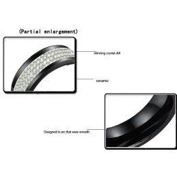 טבעת קרמיקה טונגסטן שחורה באיכות מעולה עם ריינסטון