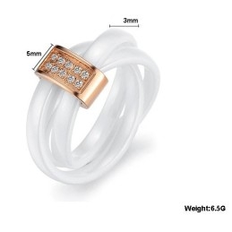 טבעת קרמיקה טונגסטן טריציקלית באיכות יציבה עם ריינסטון