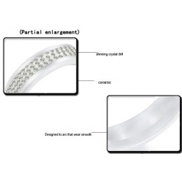 טבעת קרמיקה טונגסטן לבנה באיכות גבוהה עם ריינסטון