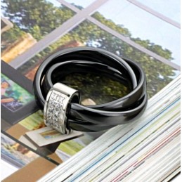 טבעת קרמיקה טונגסטן שחורה בעלת שם עולמי עם אבני חן