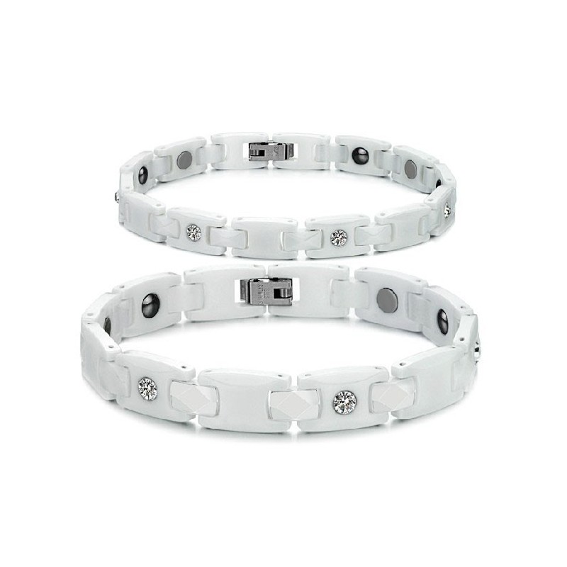 צמיד קרמיקה טונגסטן לבן באיכות גבוהה לאוהבים עם ריינסטון