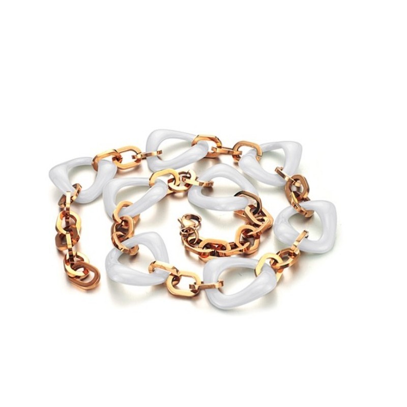 שרשרת קרמיקה טונגסטן מצופה זהב ורוד עם ציפוי איכותי וכמותי